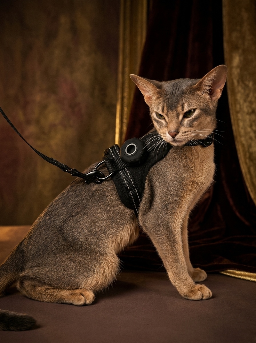 Anti-Escape Cat Harness & Leash Set with GPS Tracker Holder