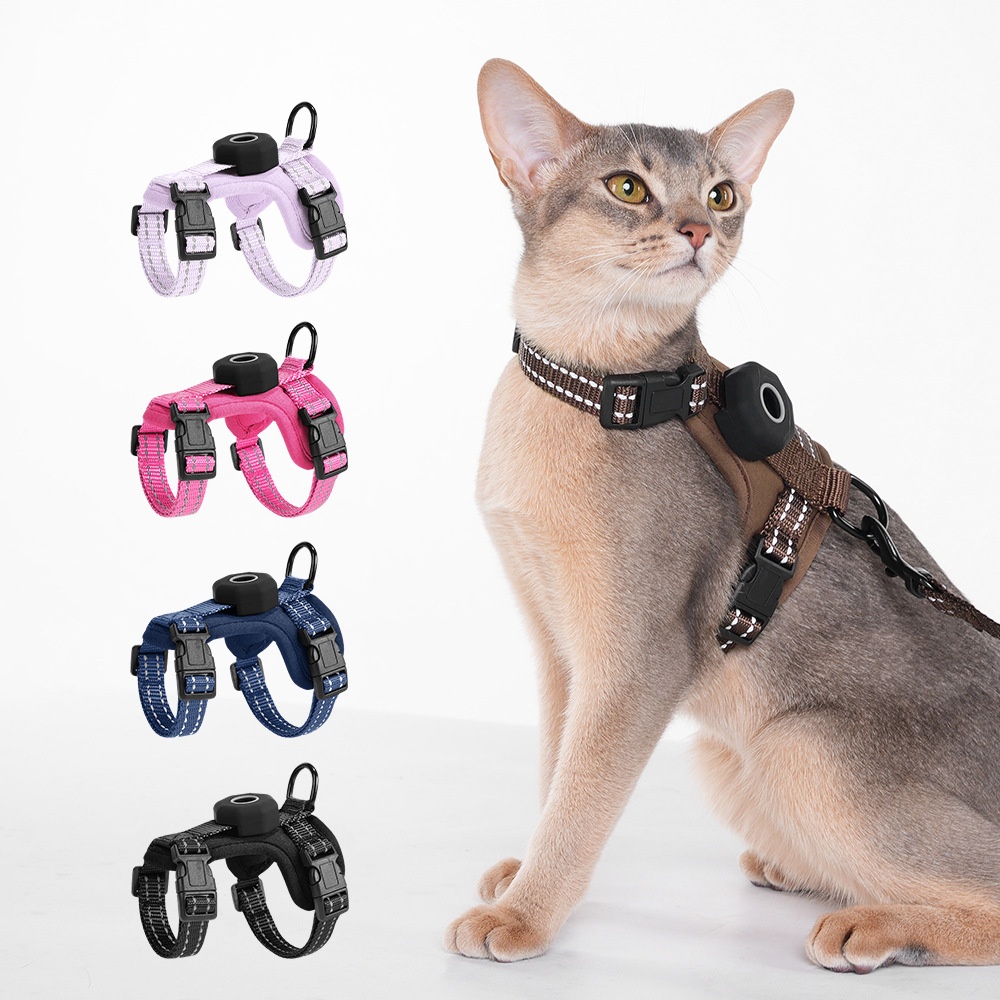 Anti-Escape Cat Harness & Leash Set with GPS Tracker Holder