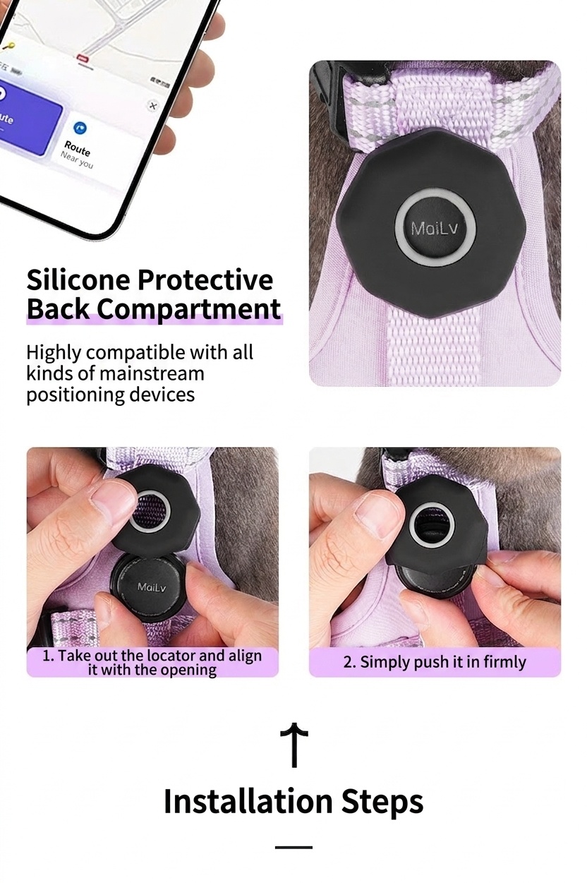Anti-Escape Cat Harness & Leash Set with GPS Tracker Holder