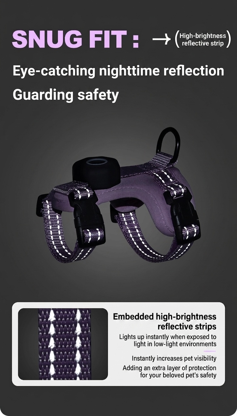 Anti-Escape Cat Harness & Leash Set with GPS Tracker Holder