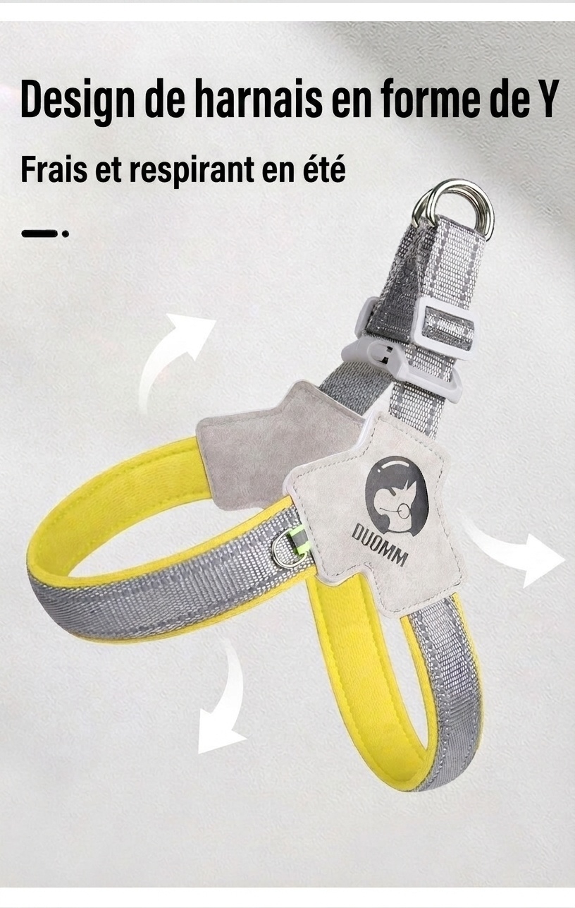Harnais réfléchissant en forme de Y anti-traction pour chiens de petite et grande taille