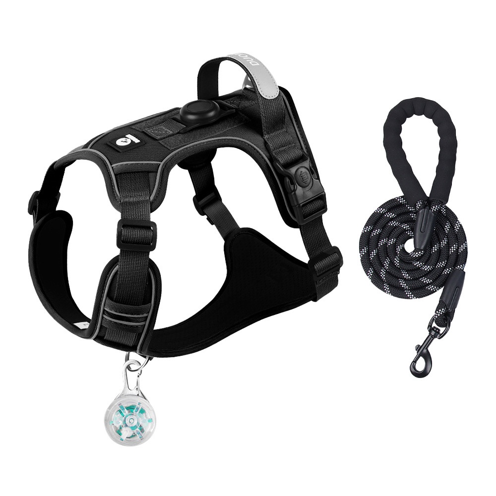 No-Pull Dog Harness with AirTag Holder & Reflective Leash