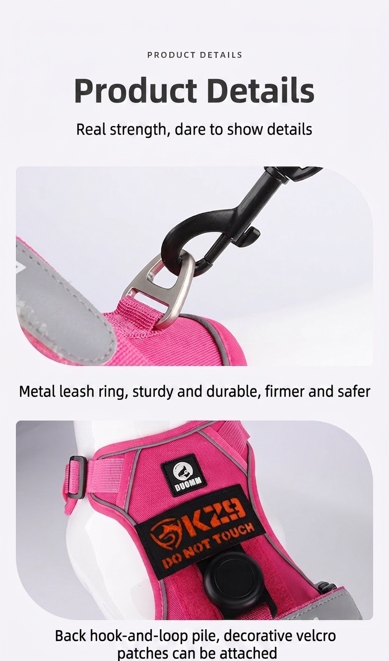 No-Pull Dog Harness with AirTag Holder & Reflective Leash