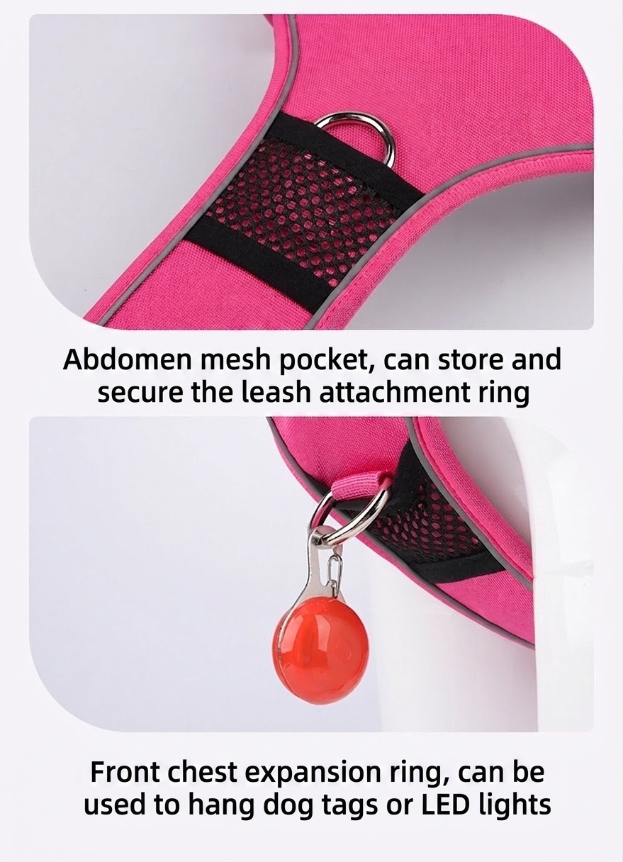 No-Pull Dog Harness with AirTag Holder & Reflective Leash