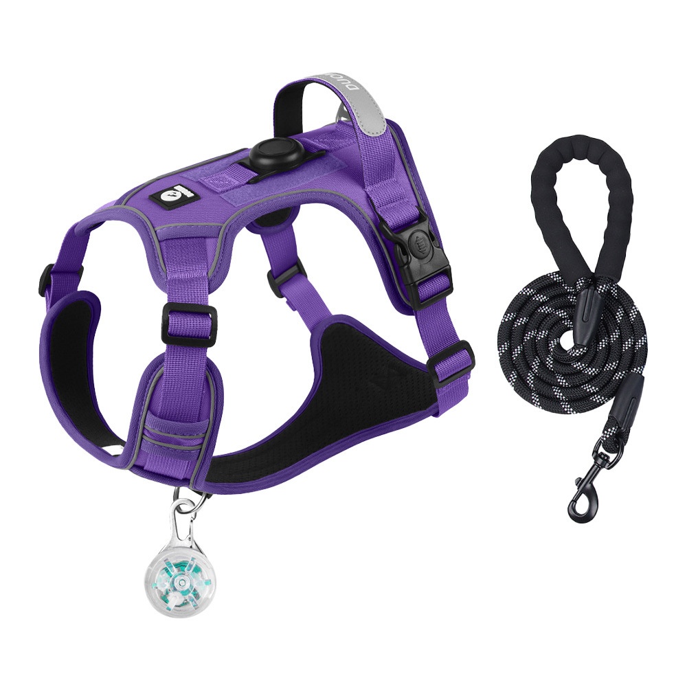 No-Pull Dog Harness with AirTag Holder & Reflective Leash
