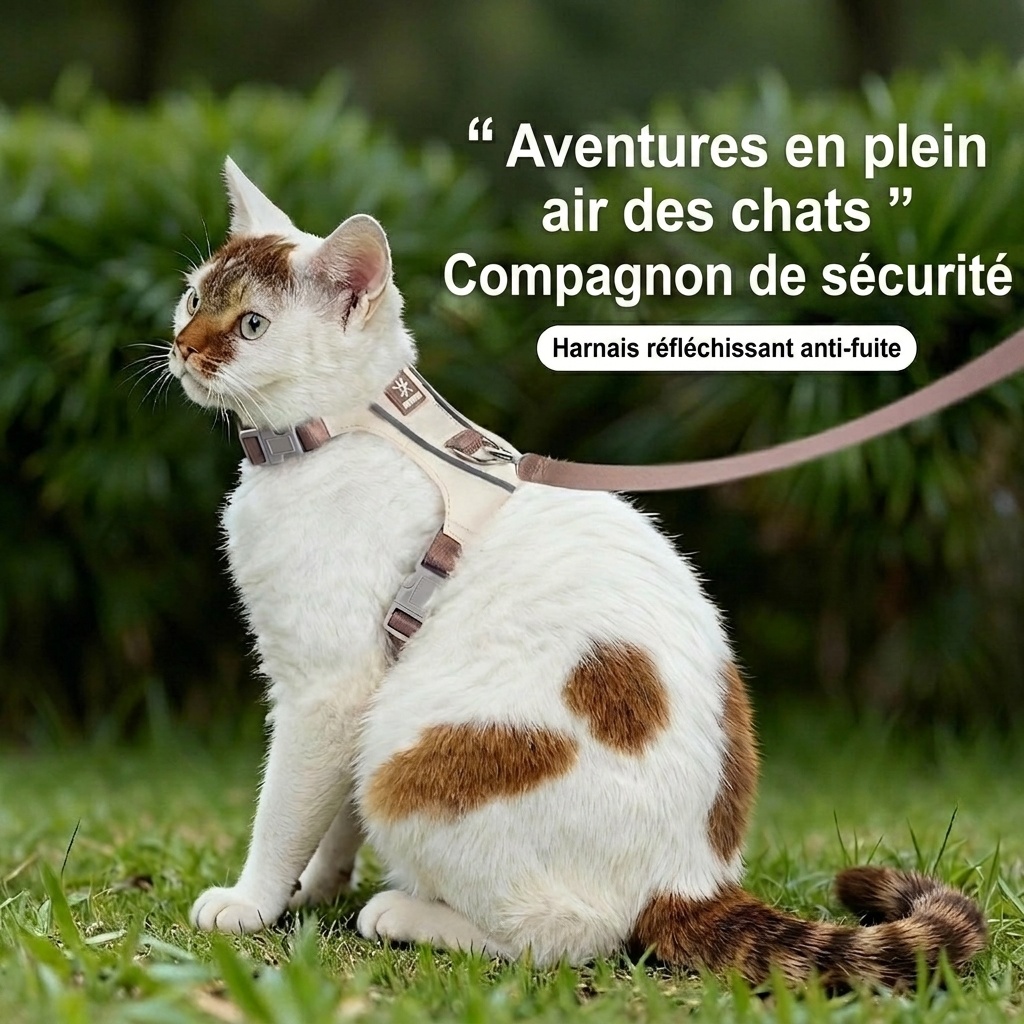 Harnais et laisse légers et réglables pour chat - Anti-fugue