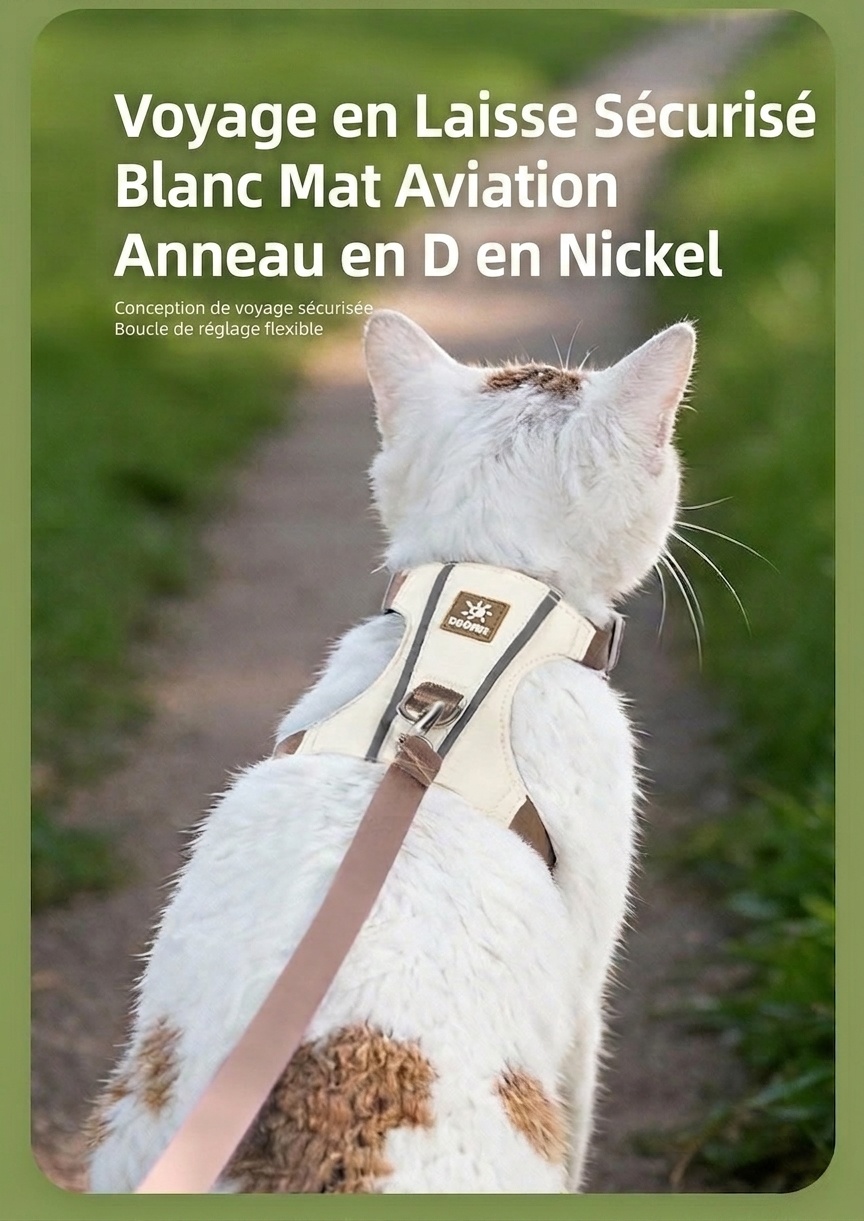 Harnais et laisse légers et réglables pour chat - Anti-fugue