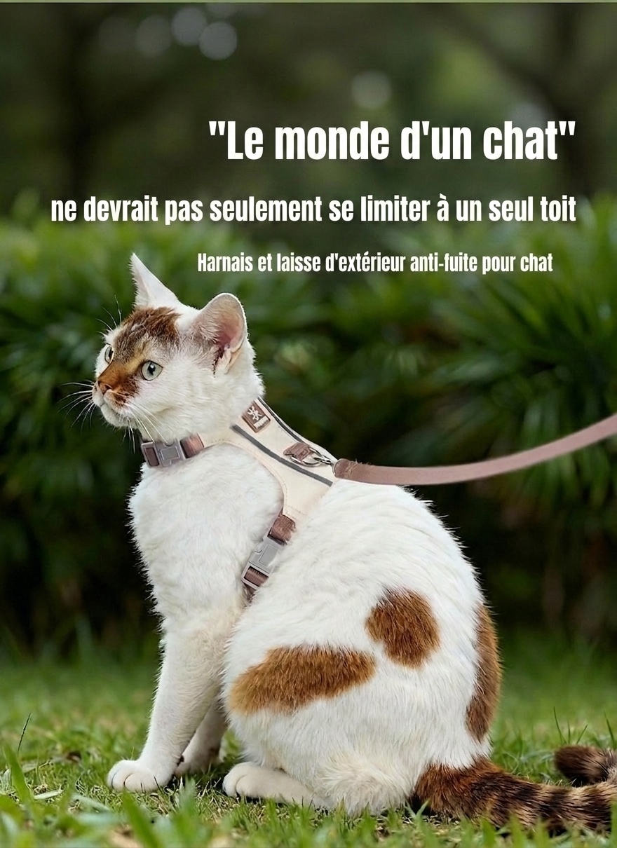 Harnais et laisse légers et réglables pour chat - Anti-fugue