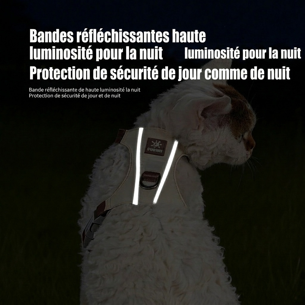 Harnais et laisse légers et réglables pour chat - Anti-fugue