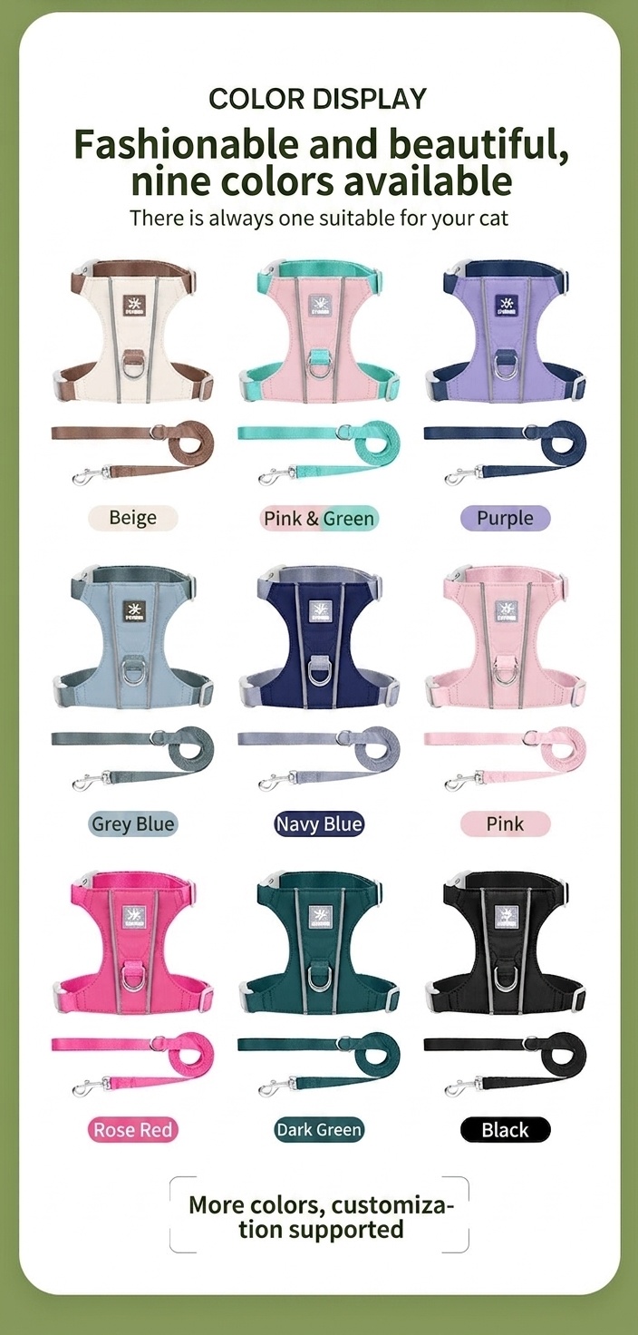 Lightweight Adjustable Cat Harness & Leash Set - Escape Proof