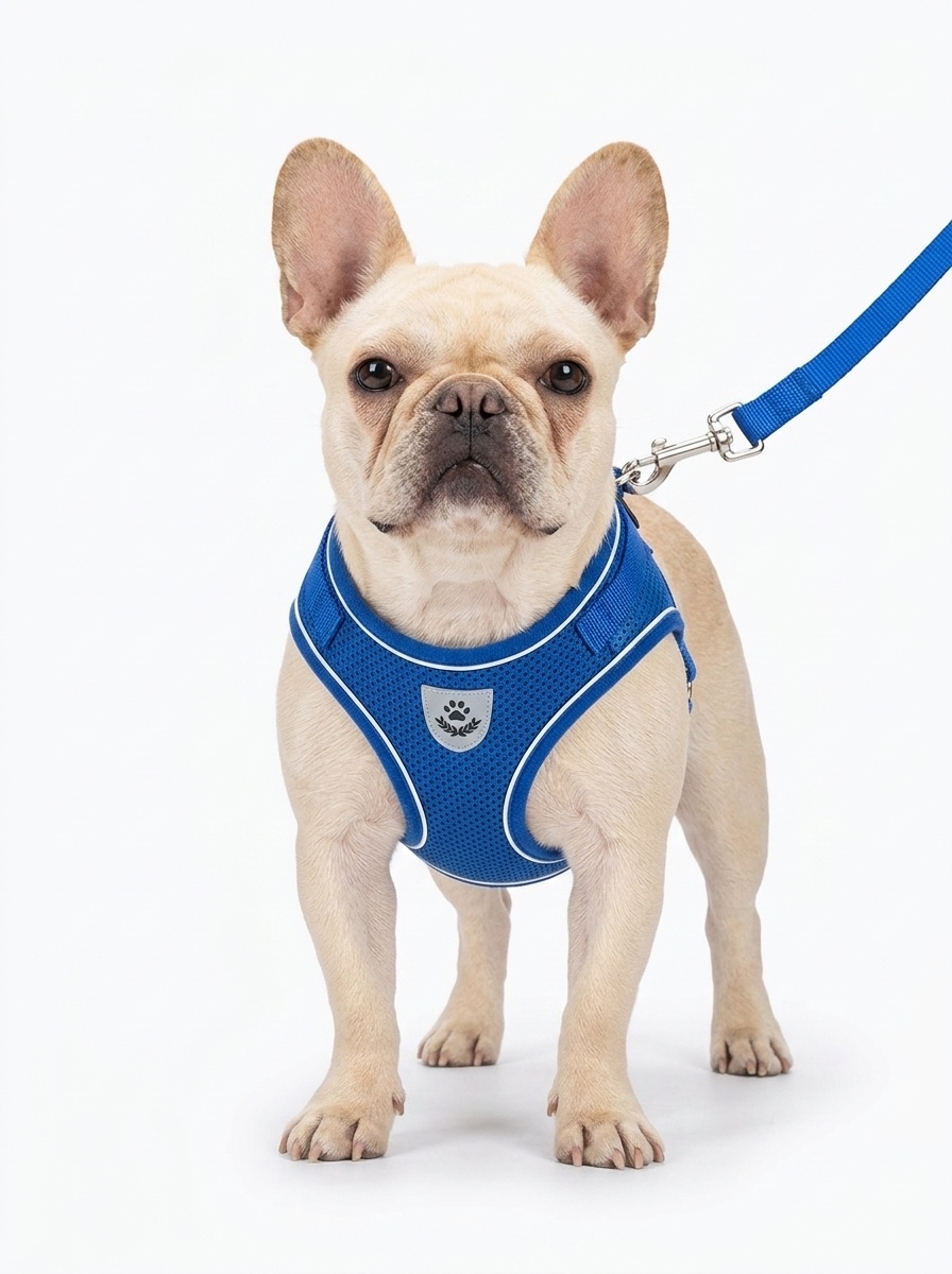 Breathable Mesh Pet Harness & Leash Set with Reflective Strip