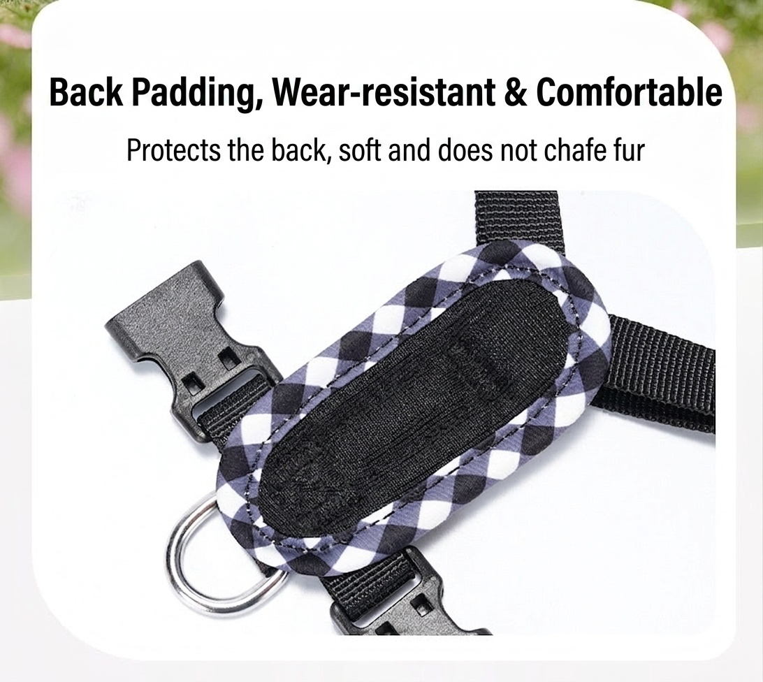 Cute Plaid Mesh Dog Harness & Leash Set - Breathable & Adjustable