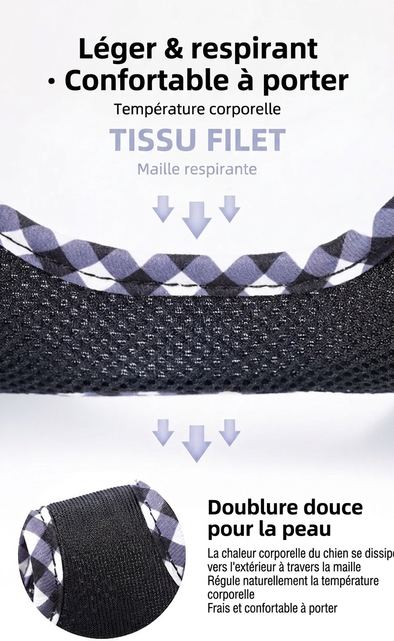 Ensemble harnais et laisse pour chien en maille à carreaux mignons - Respirant et ajustable
