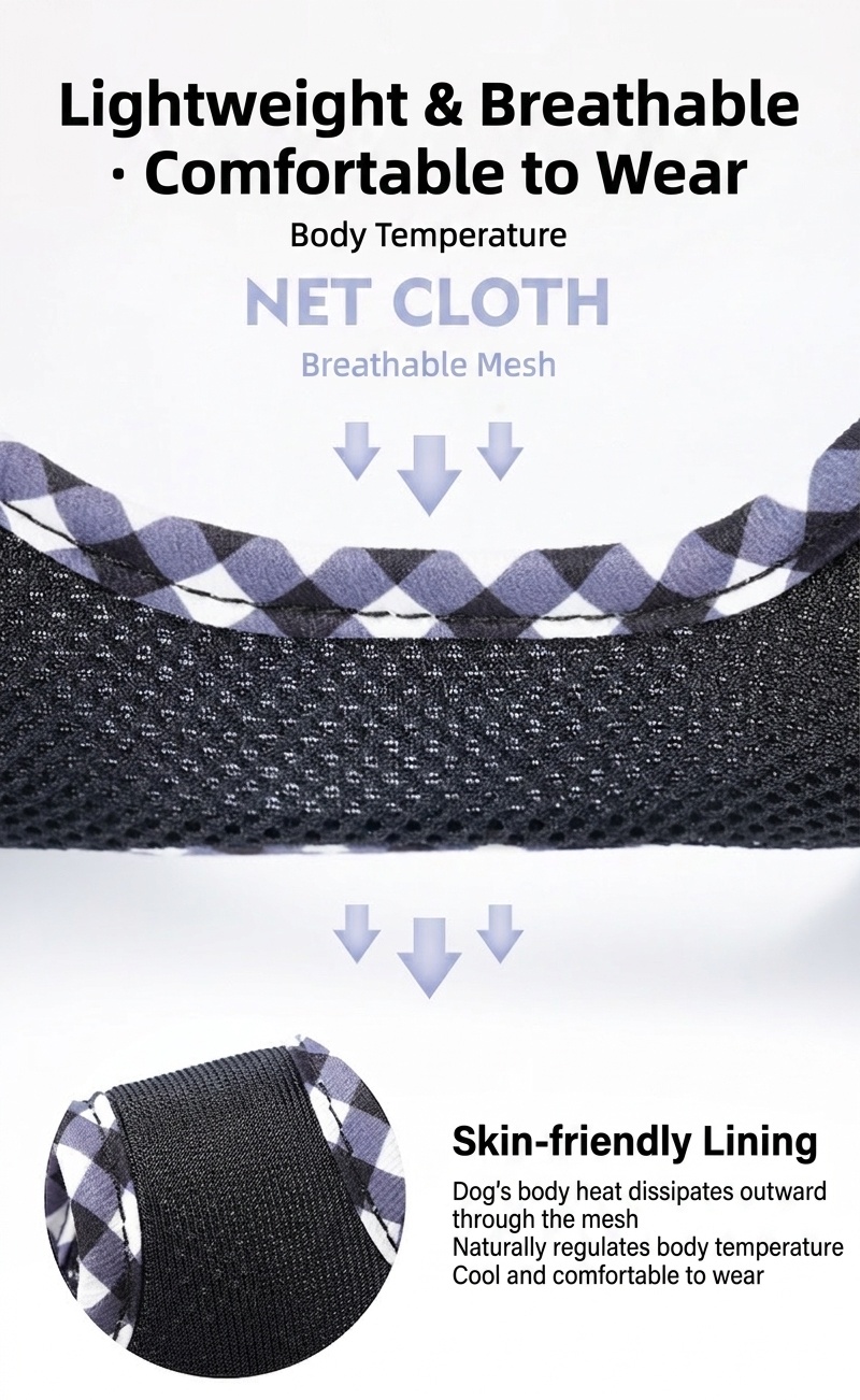 Cute Plaid Mesh Dog Harness & Leash Set - Breathable & Adjustable