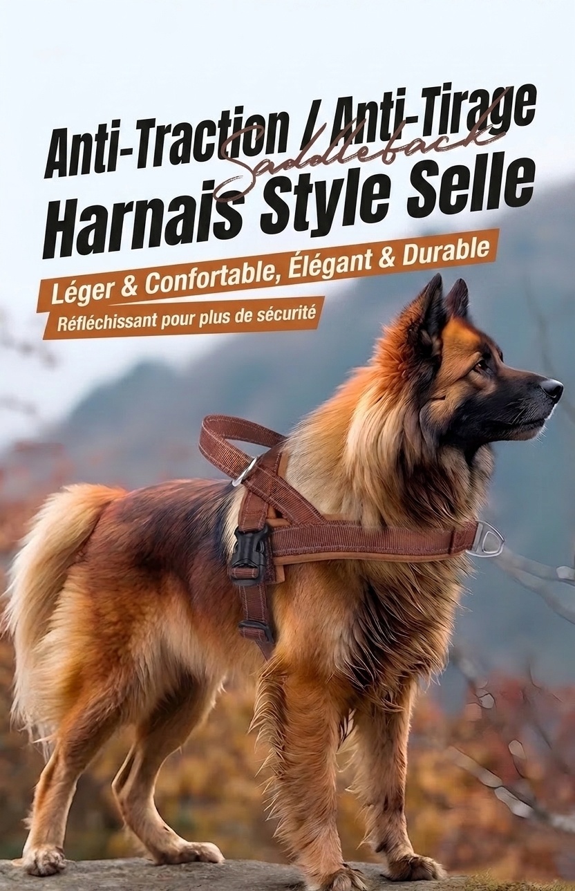 Harnais pour chien rembourré, réfléchissant et anti-traction - Réglable et respirant