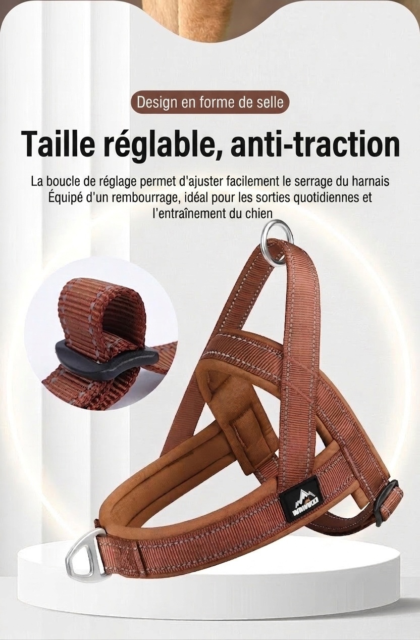 Harnais pour chien rembourré, réfléchissant et anti-traction - Réglable et respirant