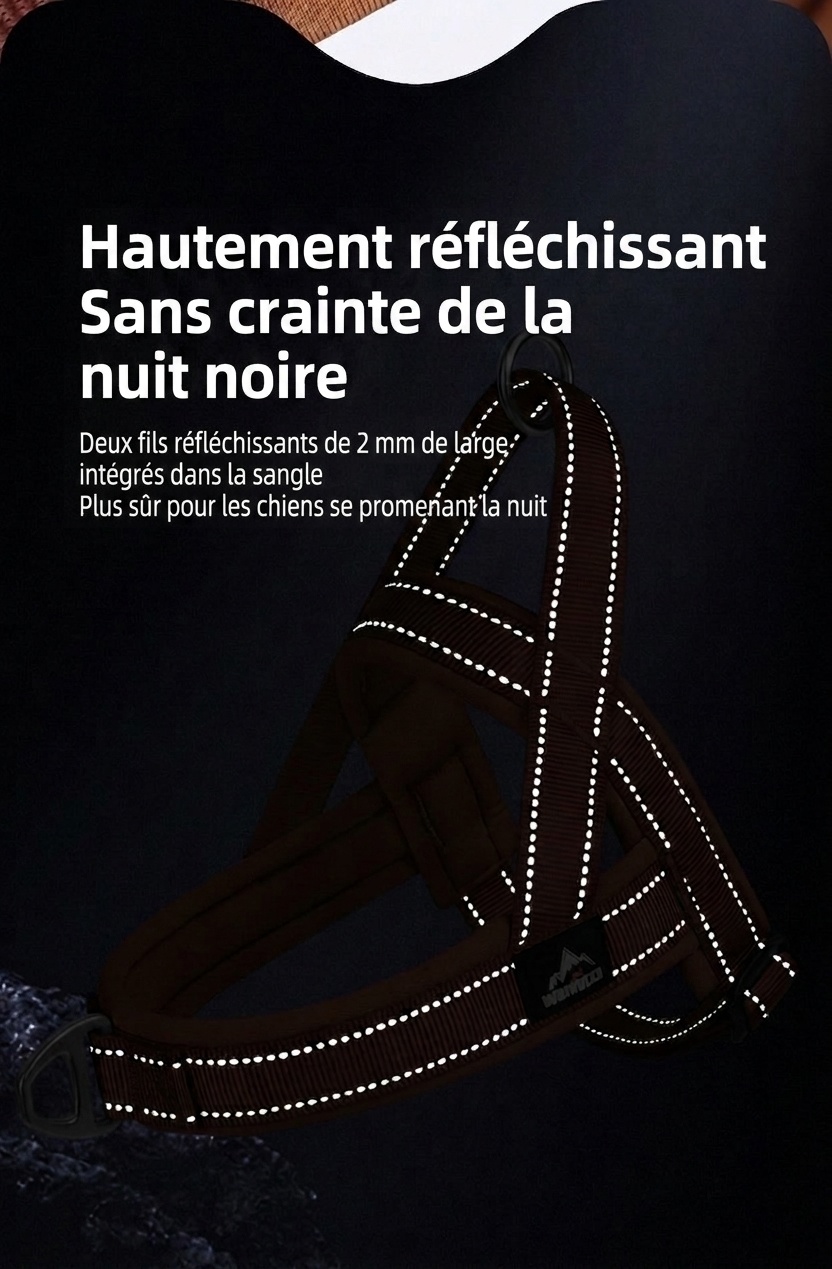 Harnais pour chien rembourré, réfléchissant et anti-traction - Réglable et respirant
