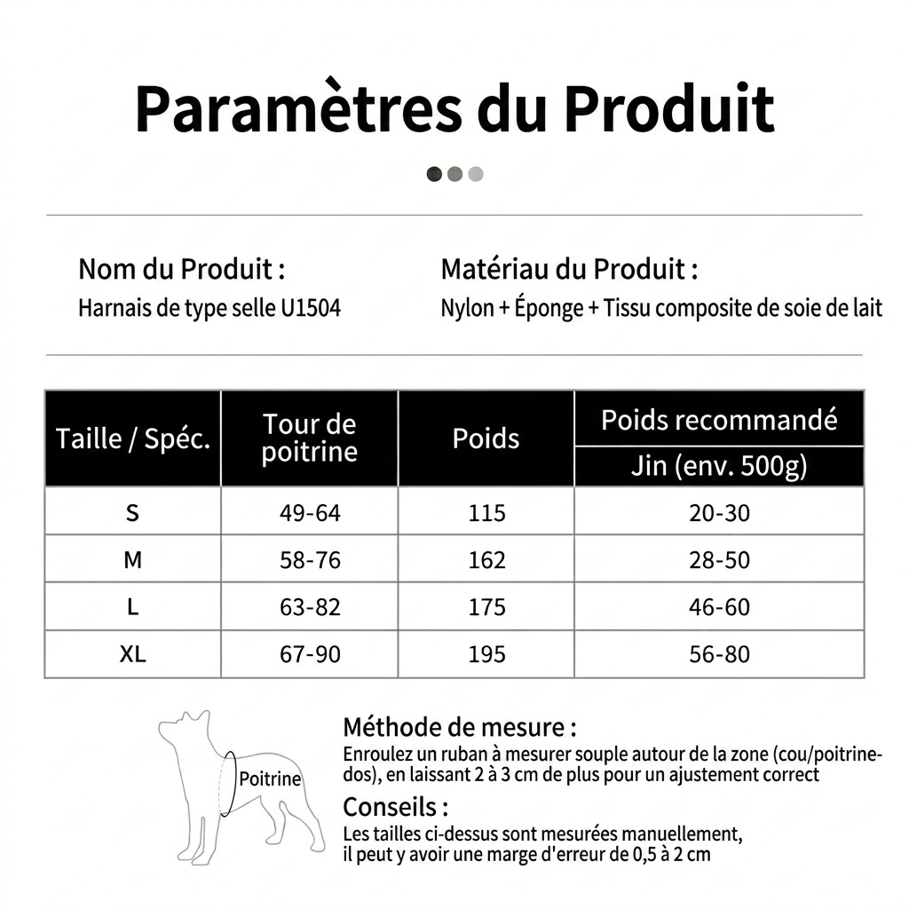 Harnais pour chien rembourré, réfléchissant et anti-traction - Réglable et respirant