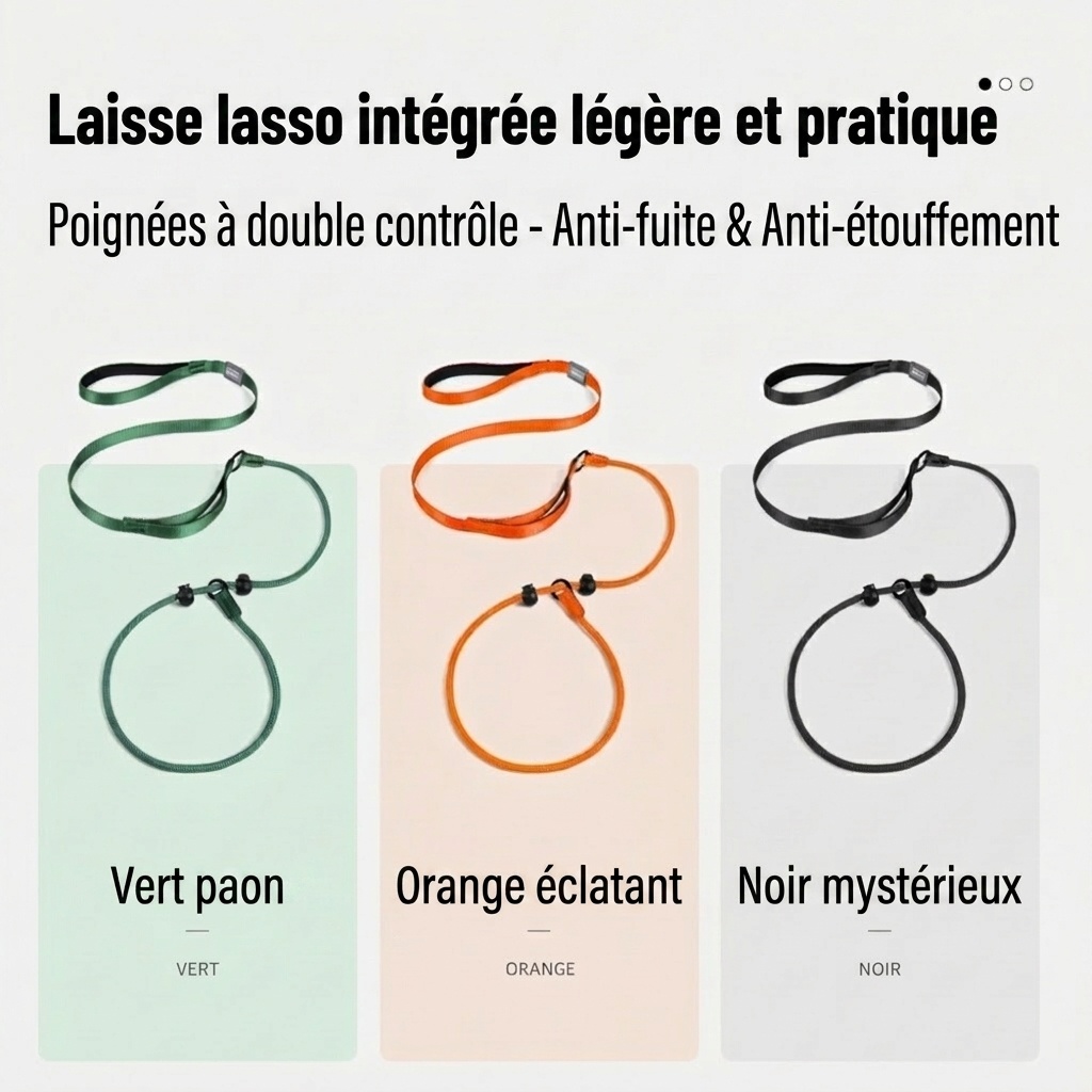 Ensemble laisse et collier en nylon pour chien, idéal pour l'éducation et la promenade.