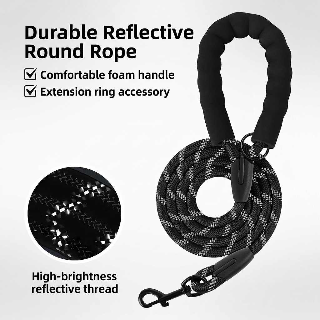 Reflective Dog Leash with Padded Handle - Durable Nylon Pet Lead