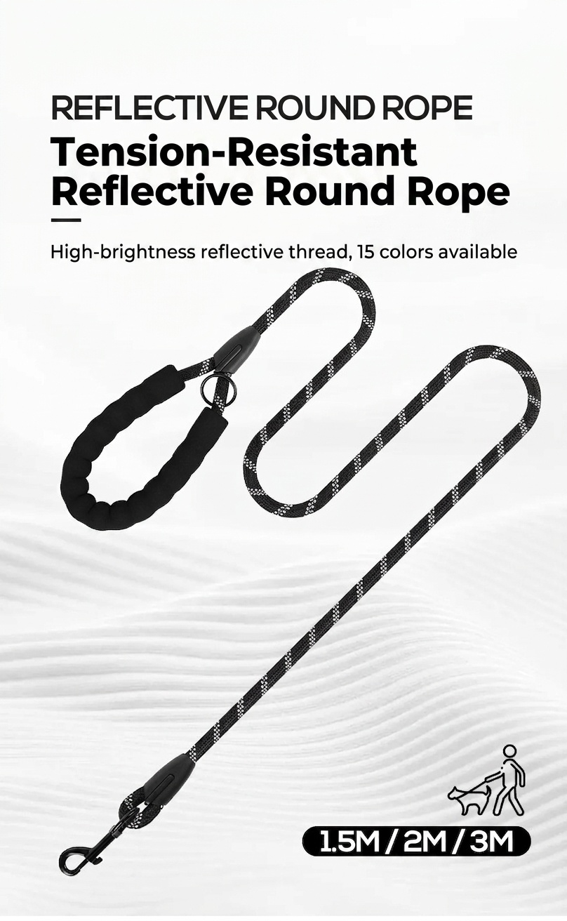 Reflective Dog Leash with Padded Handle - Durable Nylon Pet Lead
