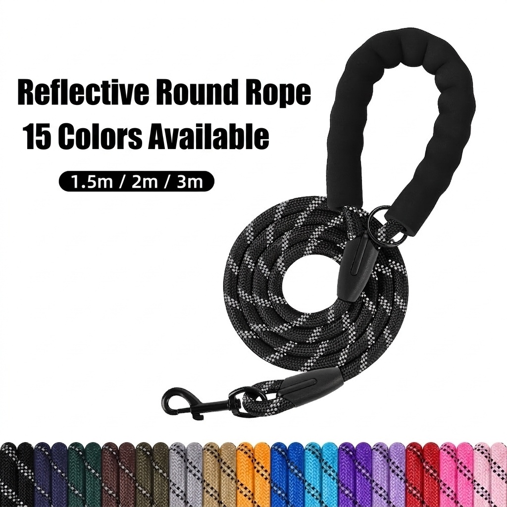 Reflective Dog Leash with Padded Handle - Durable Nylon Pet Lead