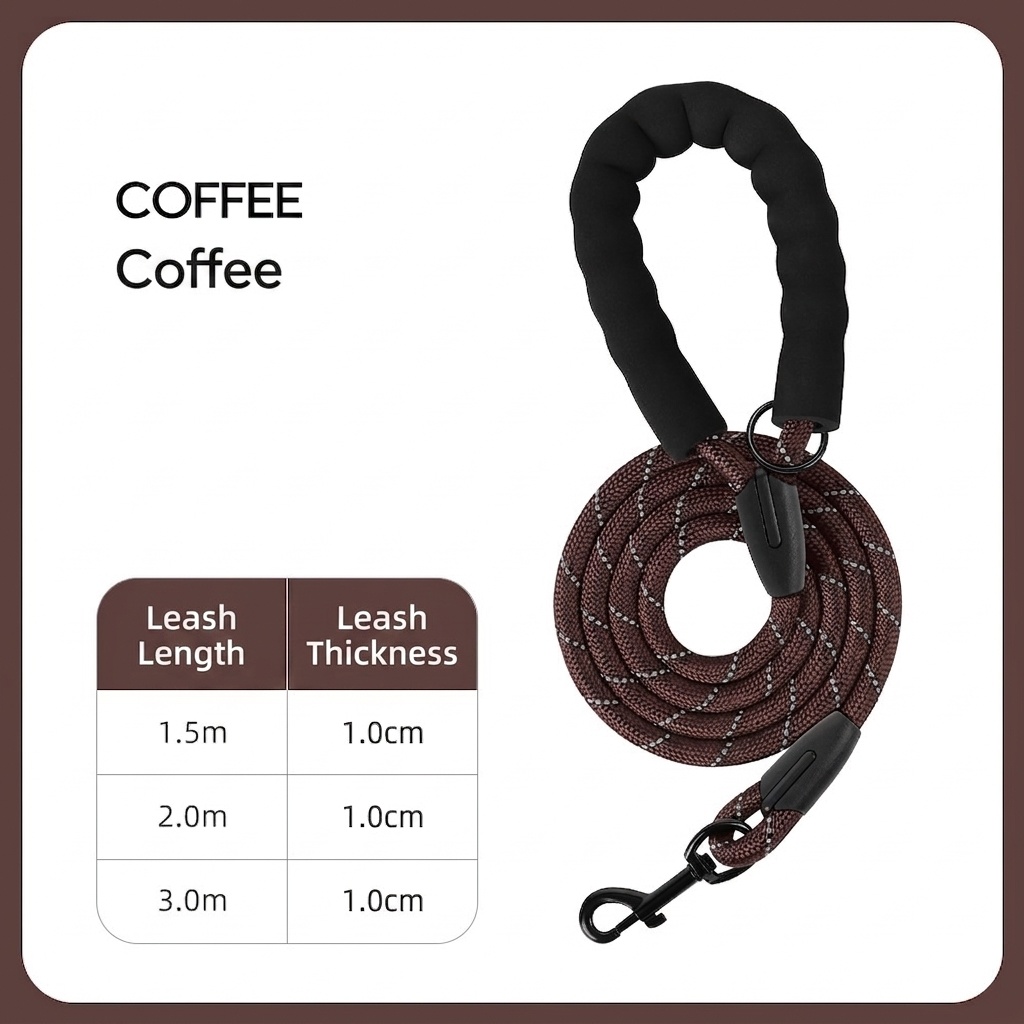 Reflective Dog Leash with Padded Handle - Durable Nylon Pet Lead