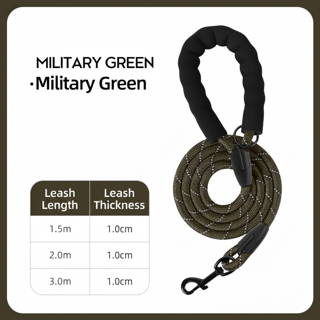 Reflective Dog Leash with Padded Handle - Durable Nylon Pet Lead