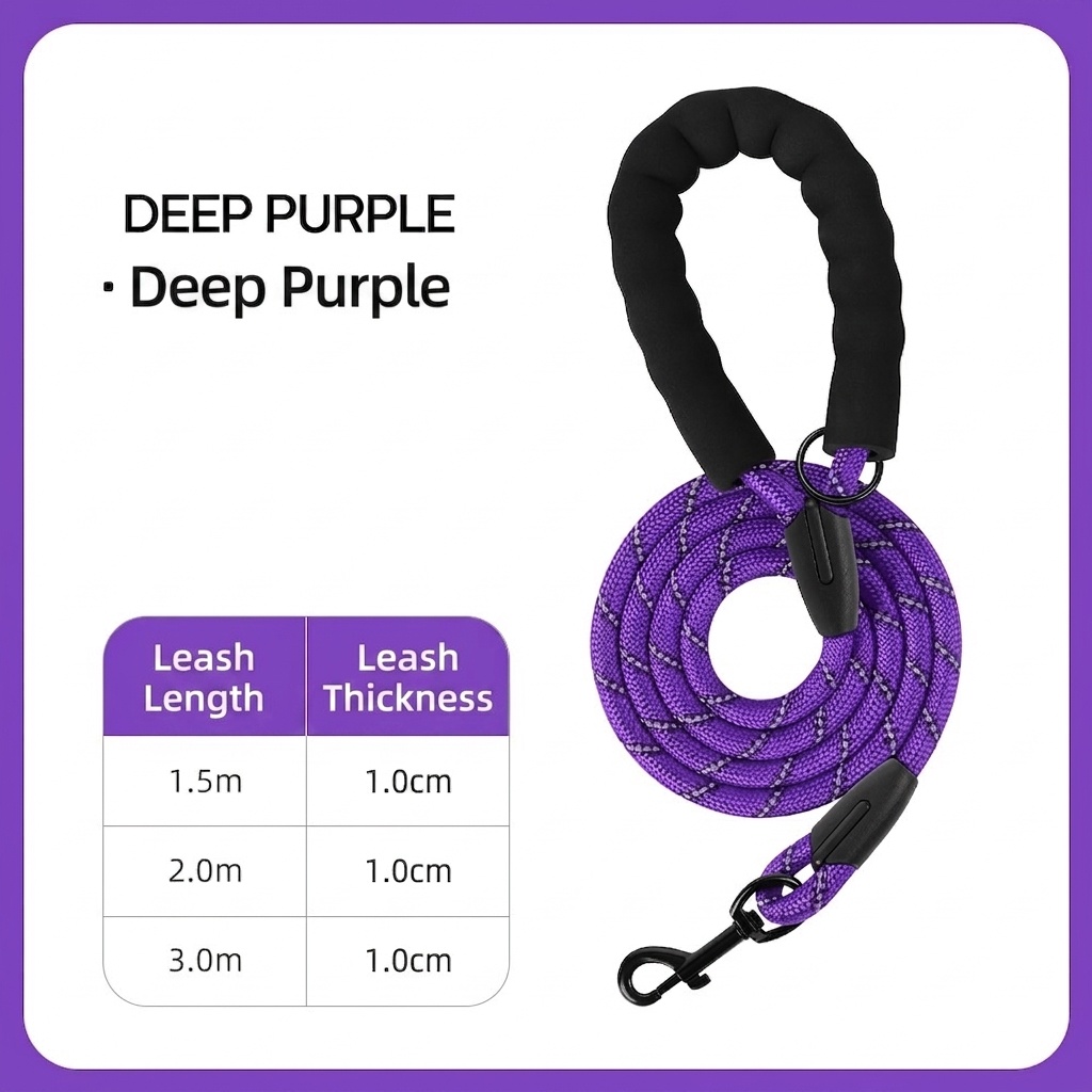 Reflective Dog Leash with Padded Handle - Durable Nylon Pet Lead