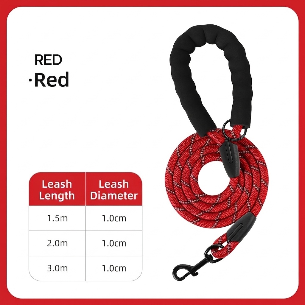 Reflective Dog Leash with Padded Handle - Durable Nylon Pet Lead