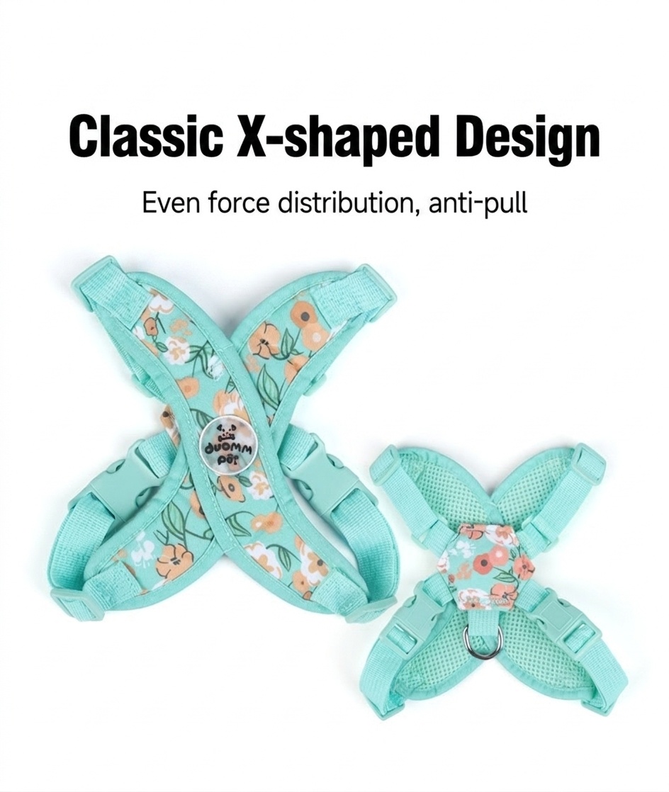 Floral X-Design Pet Floral Harness & Leash Set - Adjustable & Breathable