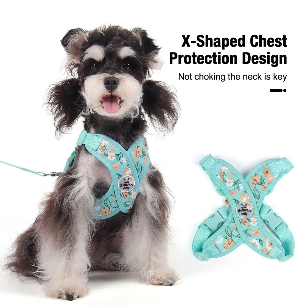 Floral X-Design Pet Floral Harness & Leash Set - Adjustable & Breathable