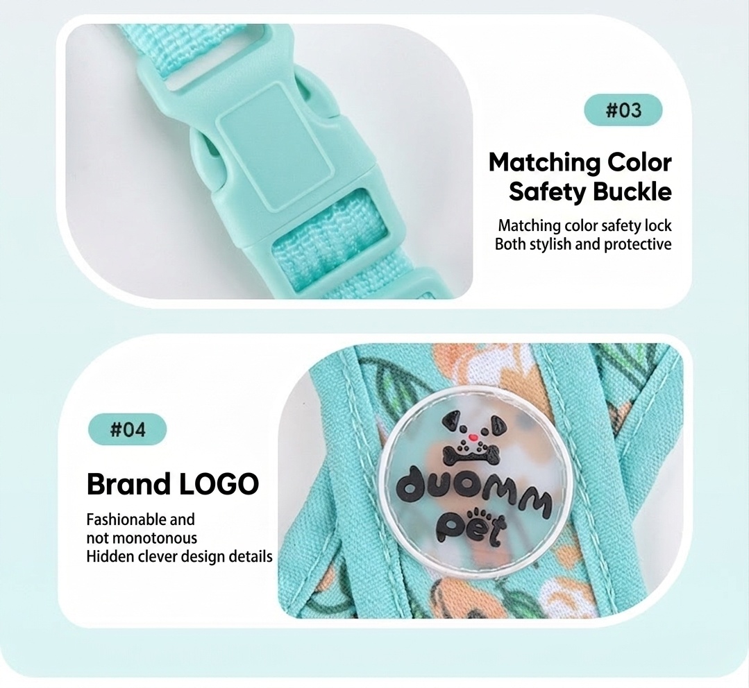 Floral X-Design Pet Floral Harness & Leash Set - Adjustable & Breathable