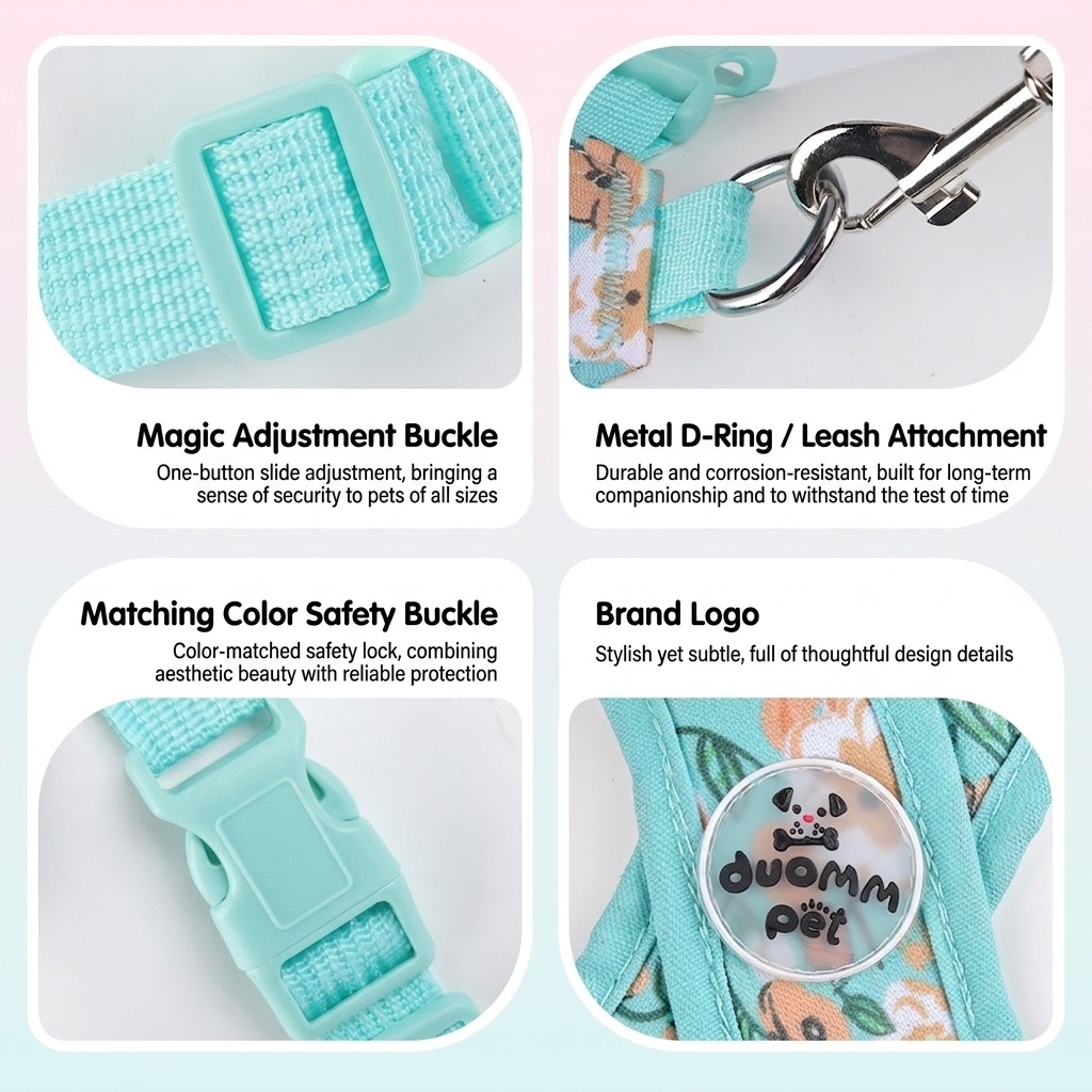 Floral X-Design Pet Floral Harness & Leash Set - Adjustable & Breathable