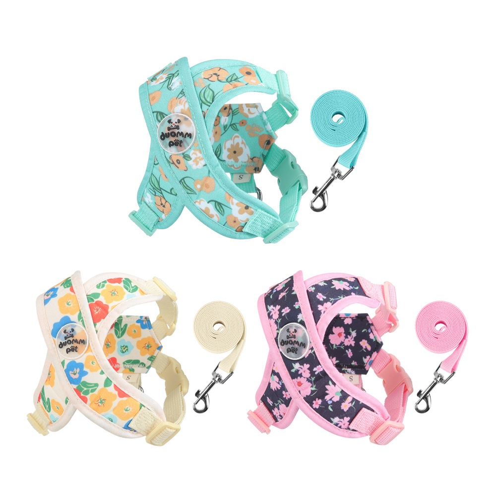 Floral X-Design Pet Floral Harness & Leash Set - Adjustable & Breathable
