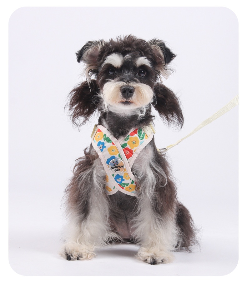 Floral X-Design Pet Floral Harness & Leash Set - Adjustable & Breathable