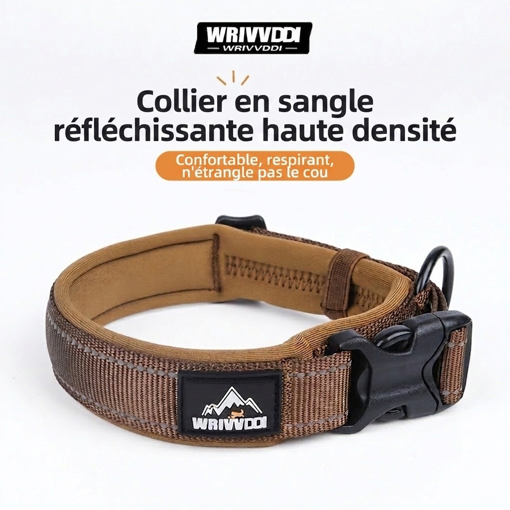 Collier réfléchissant rembourré pour chien - Ajustable et confortable pour la sécurité des animaux de compagnie