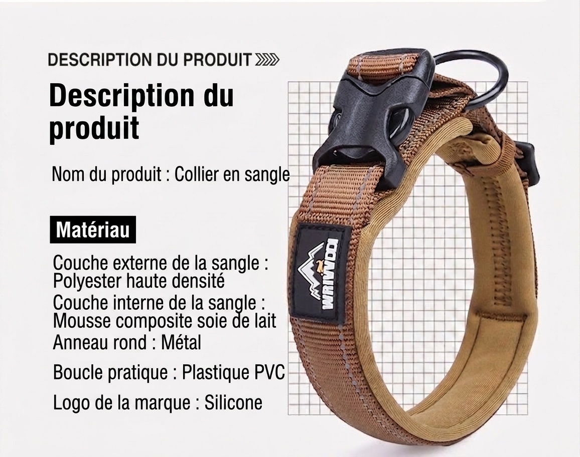 Collier réfléchissant rembourré pour chien - Ajustable et confortable pour la sécurité des animaux de compagnie