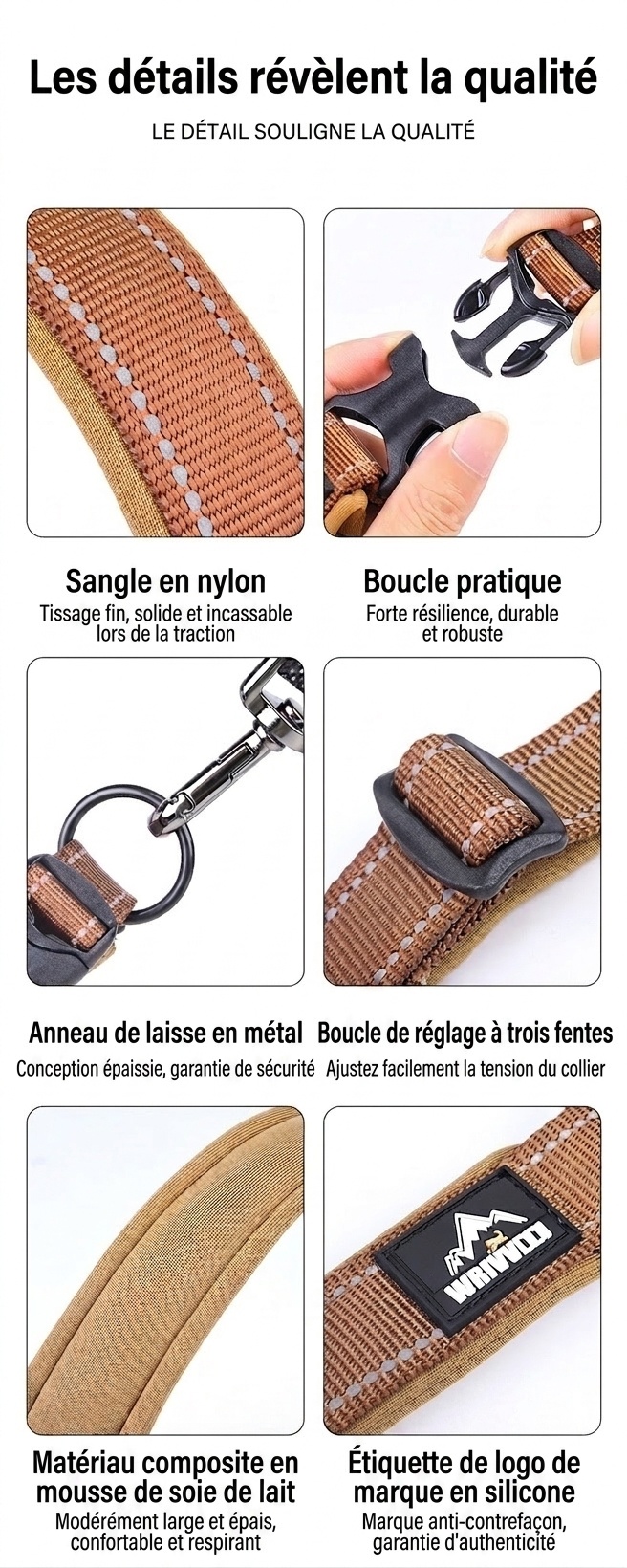 Collier réfléchissant rembourré pour chien - Ajustable et confortable pour la sécurité des animaux de compagnie