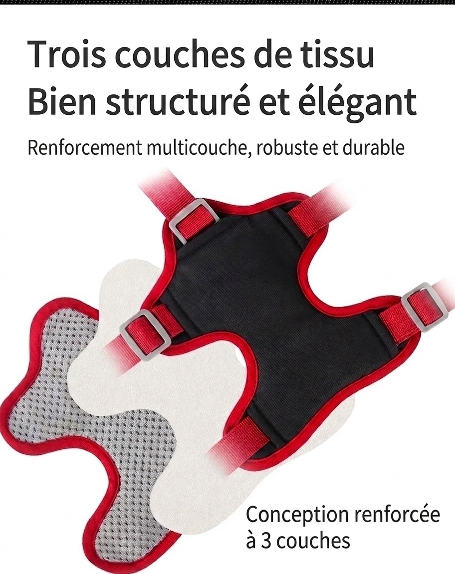 Harnais pour chien réglable anti-traction avec poignée et bordure réfléchissante