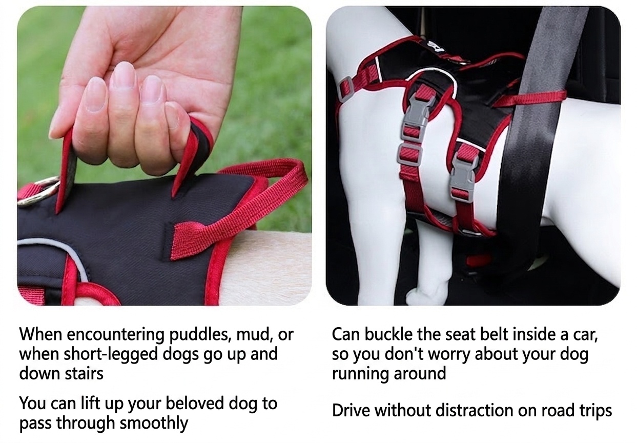 Adjustable No-Pull Dog Harness with Handle & Reflective Trim