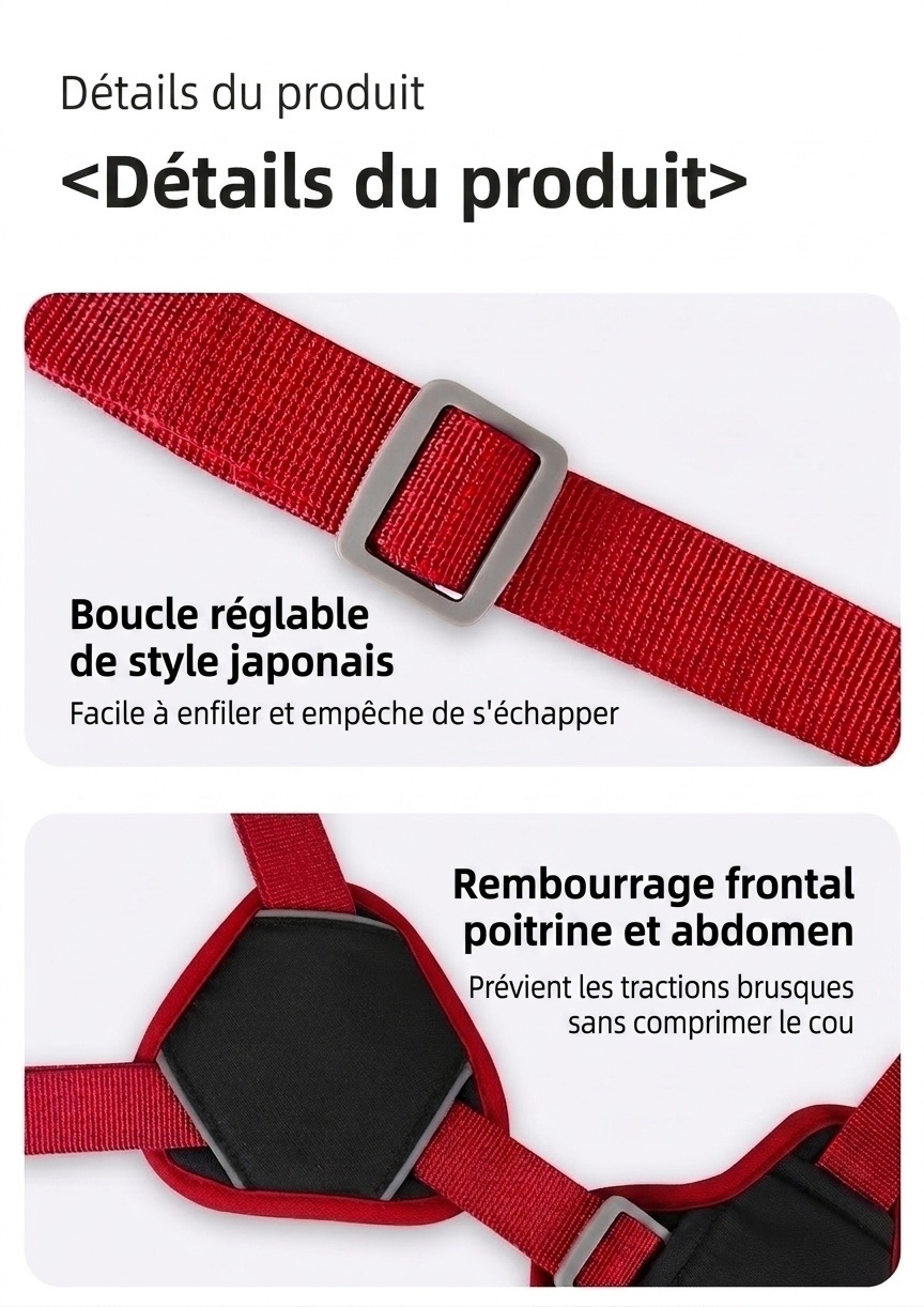 Harnais pour chien réglable anti-traction avec poignée et bordure réfléchissante