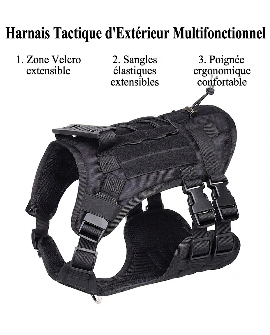Harnais tactique résistant pour chien - Gilet anti-traction ajustable pour l'entraînement