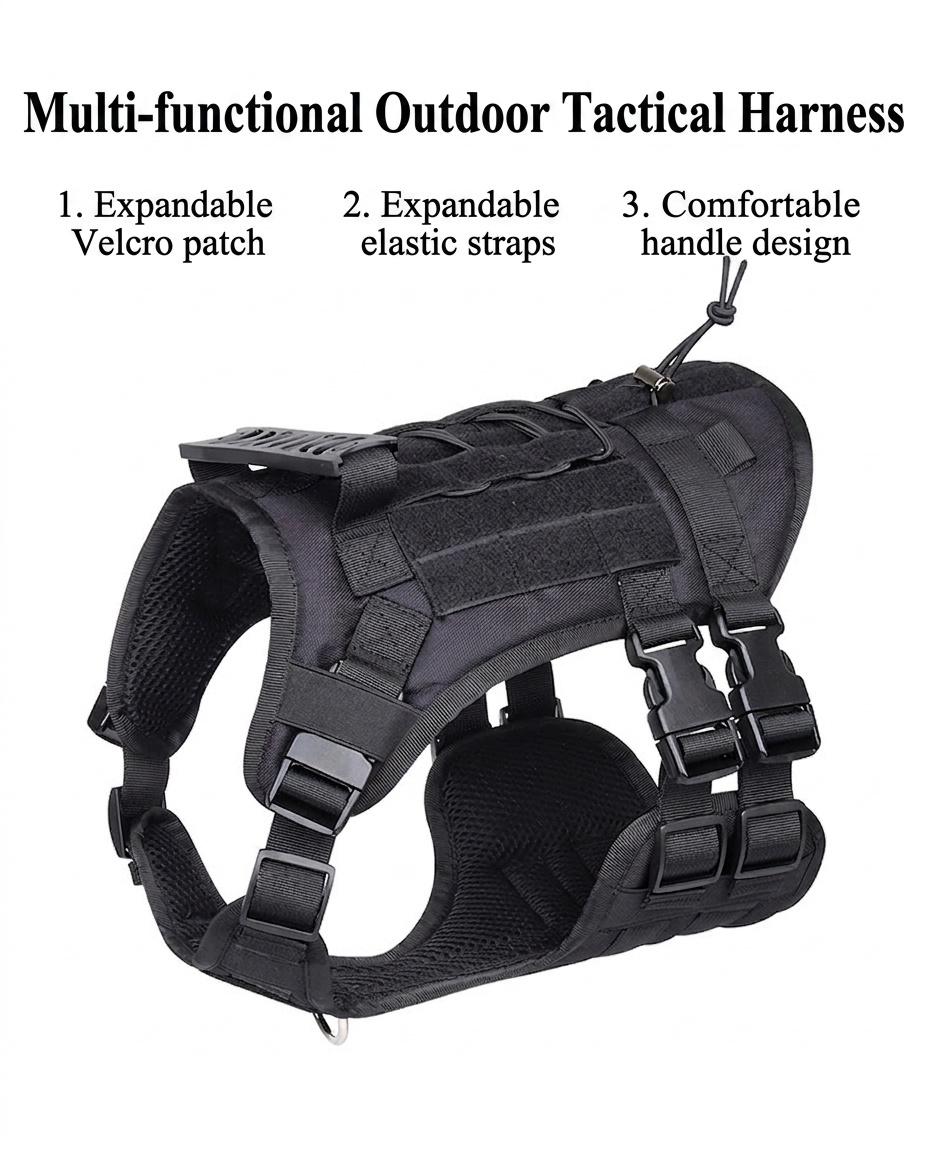 Durable Tactical Dog Harness - Adjustable No-Pull Vest for Training