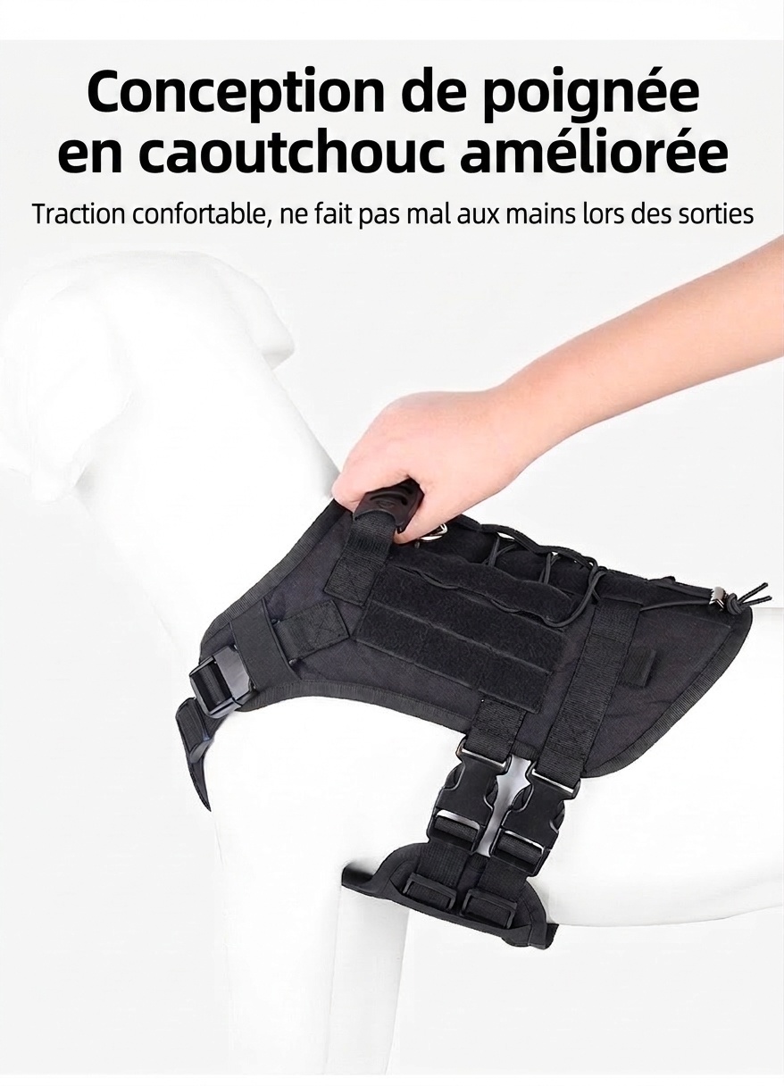 Harnais tactique résistant pour chien - Gilet anti-traction ajustable pour l'entraînement