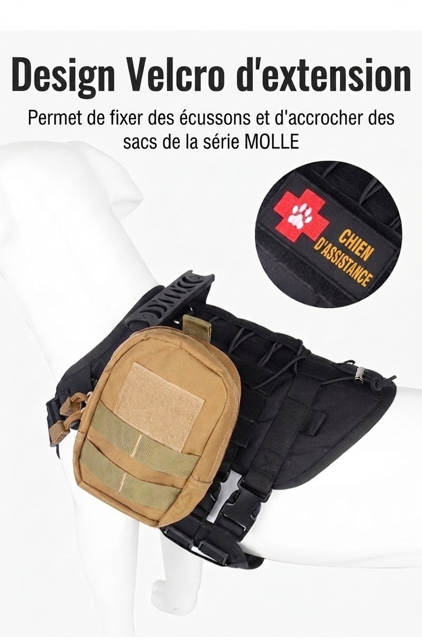 Harnais tactique résistant pour chien - Gilet anti-traction ajustable pour l'entraînement