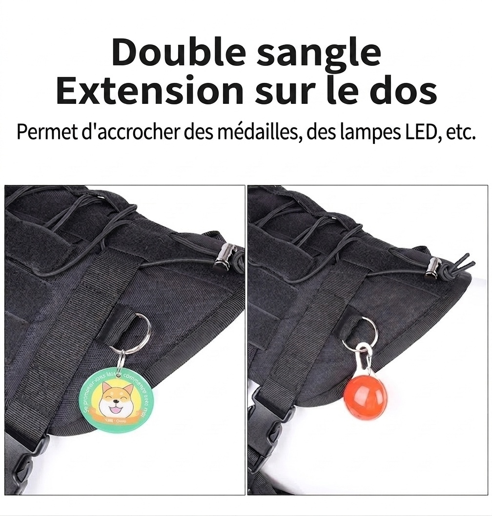 Harnais tactique résistant pour chien - Gilet anti-traction ajustable pour l'entraînement