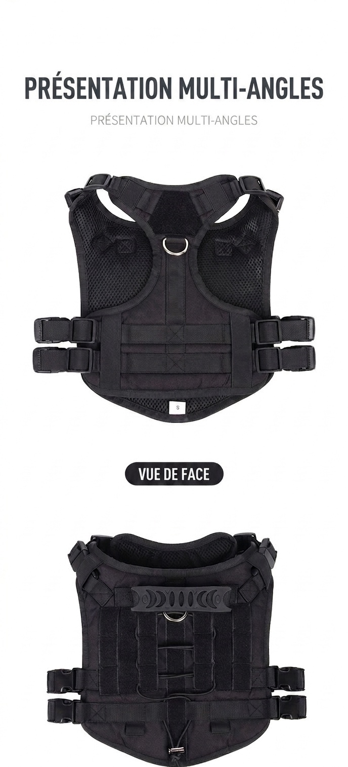 Harnais tactique résistant pour chien - Gilet anti-traction ajustable pour l'entraînement
