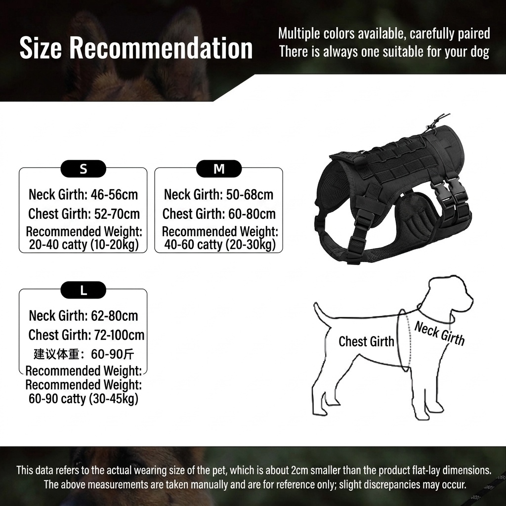 Durable Tactical Dog Harness - Adjustable No-Pull Vest for Training