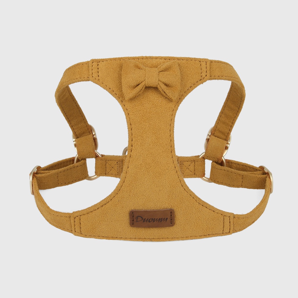 Soft Suede Pet Harness & Leash Set with Bow for Small Dogs